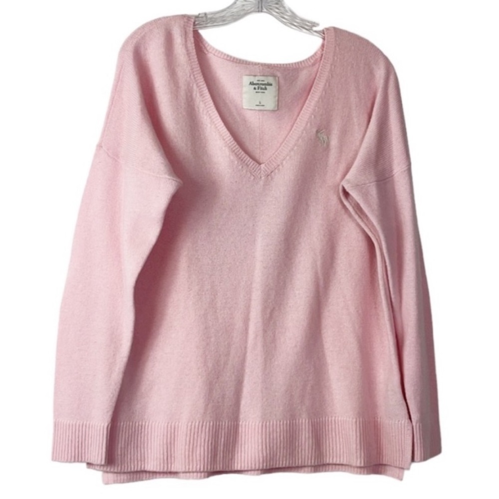 Abercrombie & Fitch Sweater Women's Size L Pink Wool Rabbit V-Neck